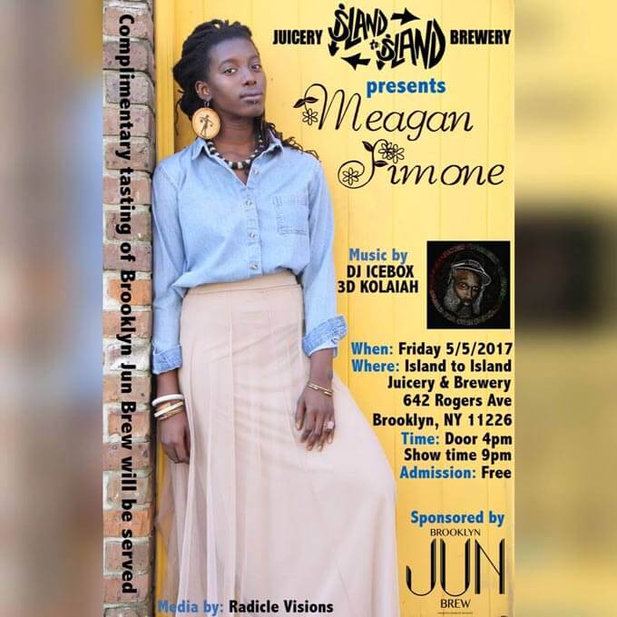 Meagan Simone in Concert. Sponsored by Brooklyn Jun Brew